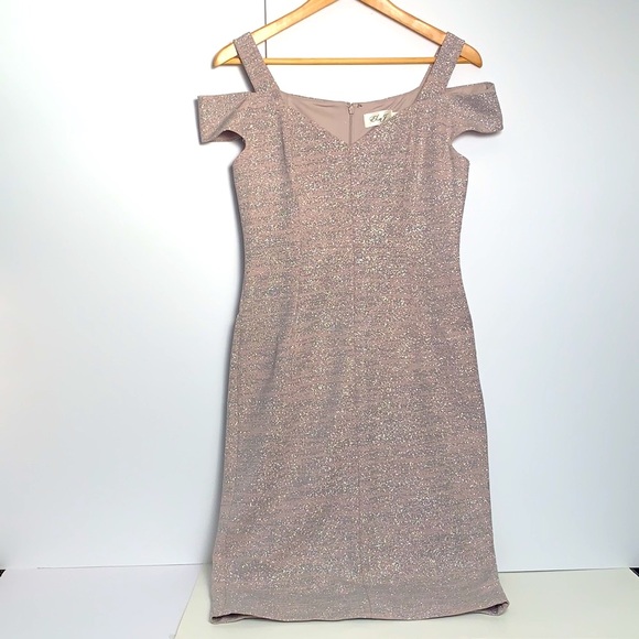 ELIZA J Short Sleeve Silver Evening/ Cocktail/ Wedding/ Special Occasion Dress - Picture 2 of 5